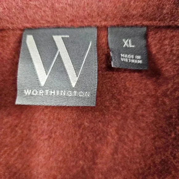 Worthington Long Belted Collared Wool Blend Wrap Jacket Rust Orange - Picture 8 of 8